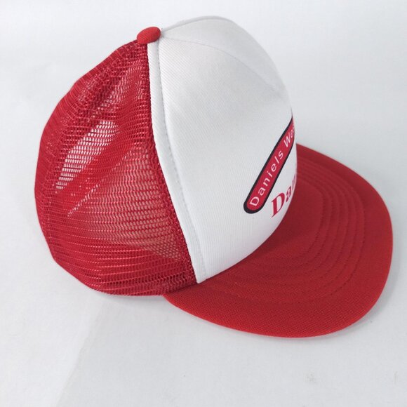 Vintage Daniels Western Meat Hat Cap Snap Back Red White Mesh Trucker Promo 80s - Picture 4 of 8